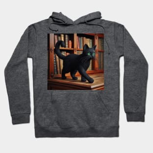 Thread cat in the library Hoodie